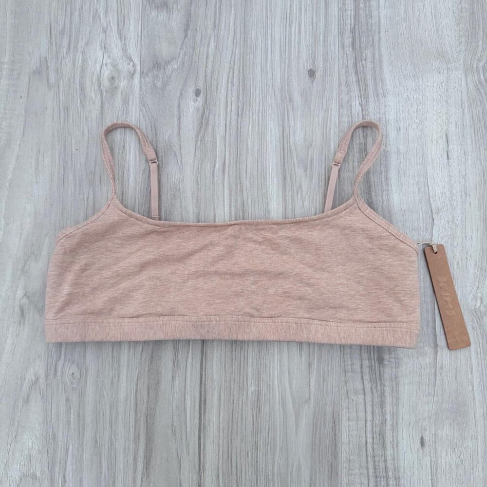 SKIMS Everyday Cotton Scoop Bralette – Clay Heather – Size M
